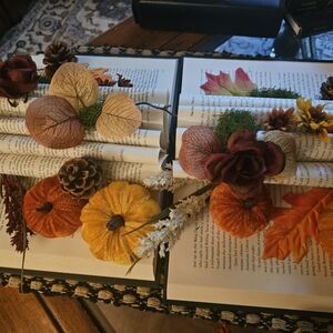 Autumn Leaf and Pinecone Book Decor